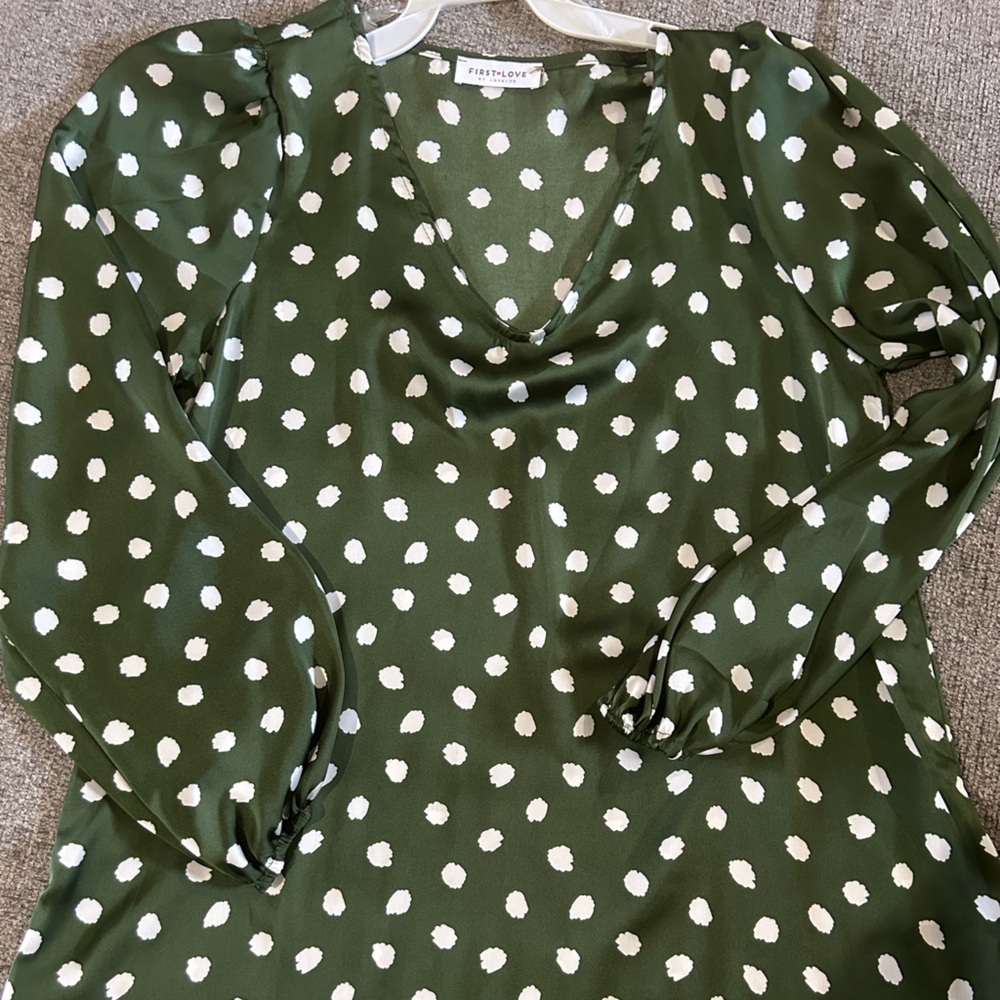 Green Polka Dot Blouse NWOT